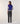 Pull col rond color block en laine mérinos - Bleu Outremer