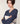 Gestreifter Pullover mit V-Ausschnitt aus Merinowolle – Denim Blue