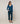 Gerade geschnittene Hose aus bedrucktem Canvas – Blau