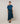 Langer asymmetrischer Rock aus bedrucktem Canvas – Blau