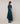 Langer asymmetrischer Rock aus bedrucktem Canvas – Blau