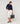 Kurze Strickjacke mit Schulterpolstern - Marineblau