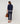 Zweimaterial-Strickjacke - Marineblau